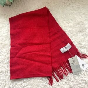 NEW Bronte by Moon UK Merino Wool Red Fringed Scarf